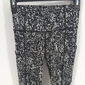 Leggings Lululemon Fast & Free tiro alto recortados 21" negro blanco estampado talla 4 - Imagen 1 de 4