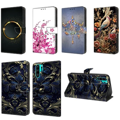 Painted PU Leather Flip Wallet Case Phone Cover for Huawei P30 Pro Nova 9 9SE 5T - Image 1 of 4