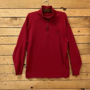 Polo Ralph Lauren Estate Rib LT Red 1/4 Zip Cotton Mock Neck Sweater - Picture 1 of 11