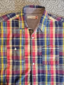 Sovereign Code Short Sleeve Button Shirt XL Palm Print Multi Bright Plaid - Picture 1 of 9