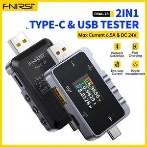 FNIRSI Digital USB Tester Power Volt Amp Ripple Protocol Detector 6.5A DC4V-24V - Picture 1 of 18