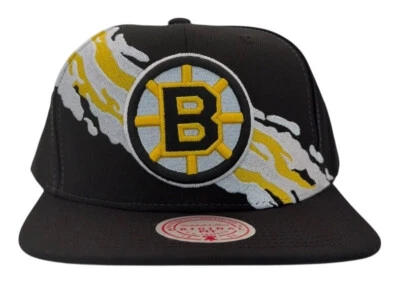 Mitchell & Ness NHL Boston Bruins Pincel Snapback Sombrero, Gorra, Nuevo Foto 1 de 4