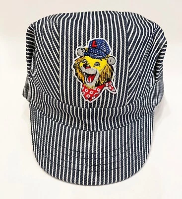 SOMBRERO DE INGENIERO A RAYAS DE NOGAL AMERICANO LIONEL TRAINS LENNY THE LION PARA NIÑOS, ¡Nuevo! Foto 1 de 3