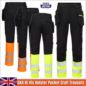 PORTWEST DX4 Class 1 Detachable Holster Pocket Craft Trousers Safety Work Pants - Picture 1 of 10