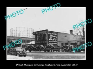 ANTIGUA GRAN FOTO HISTÓRICA DE DETROIT MICHIGAN EL CONCESIONARIO FORD HOLZBAUGH 1940 - Imagen 1 de 1