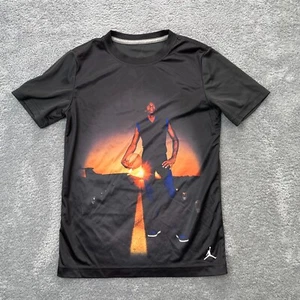 Air Jordan Shirt Boys Medium Black Jumpman Nike AOP Basketball Print Crew Neck - Picture 1 of 7