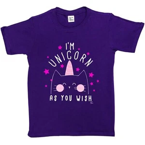 1Tee Kids Girls I'm Unicorn As You Wish Kitten T-Shirt - Imagen 1 de 15
