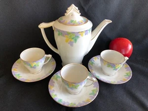 VICTORIA CZECHOSLOVAKIA TEA SET OF 3 AND POT 1919-1945 SCHMIDT AND CO 2446 - Picture 1 of 5