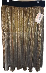 NUEVO CON ETIQUETAS LuLaRoe Grande Elegante Metálico Dorado Negro JILL Plisado Acordeón Falda - Imagen 1 de 8