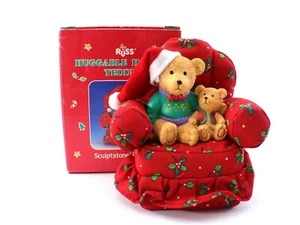 Russ HUGGABLE HOLIDAY TEDDIES Red Chair Sculpstone Figurine - Picture 1 of 12