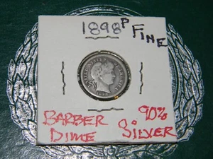 1898 P Barber Dime - Better Date, Grade -FINE - Picture 1 of 4