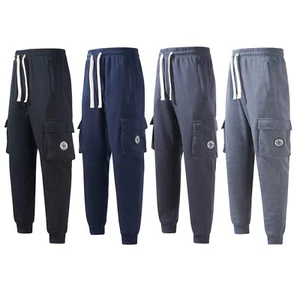 Mens Fleece Cargo Jogger Combat Five Pocket Jogging Bottom Tracksuit Sweat Pants - Picture 1 of 9