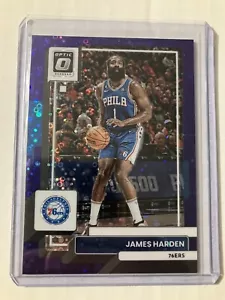 Discoteca púrpura James Harden 2022-23 Panini Donruss óptica 22 desayuno rápido Prizm 99/99 - Imagen 1 de 2