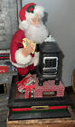 Poêle à ventre vintage Holiday Creations Santa Staying Warm by The Pot s'allume avec boîte