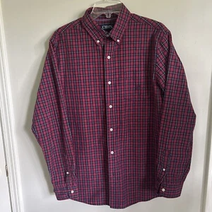 Men’s Chaps Red & Blue Plaid Casual Button Down Shirt. Size Large. - Picture 1 of 5