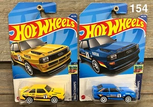 2 PARA 1! Hot Wheels 84 Audi Sport Quattro Lote 1984 Rally Champs Amarillo Azul 154 - Imagen 1 de 3