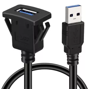 Cable de extensión de montaje empotrado de panel USB 3.0 de un solo puerto con hebilla para camión de automóvil - Imagen 1 de 7