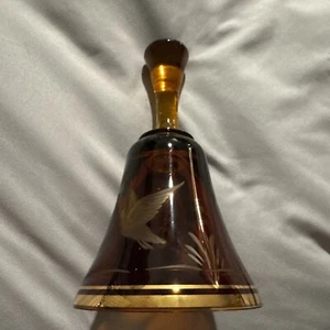Bohemian Czech Crystal Bell Dark Amber Duck Pussy Willow Cut to Clear Egermann - Picture 1 of 5