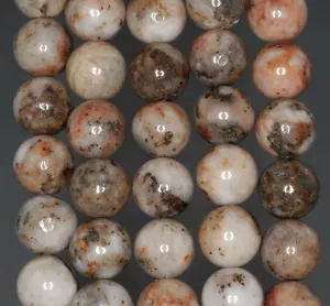 12 mm deslizamientos de tierra pirita inclusiones cuarzo piedras preciosas blancas cuentas sueltas redondas 16 pulgadas - Imagen 1 de 4