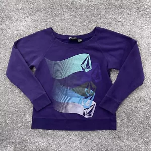 Volcom Sweatshirt Womens Large Purple Sliders Boat Neck Long Sleeve Pullover - Picture 1 of 10