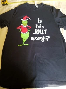 Camiseta de novedad navideña por lienzo "¿Es esto lo suficientemente alegre?" XL tipo Grinch - Imagen 1 de 7