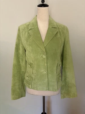 Chaqueta de Colección Bernardo Para Mujer Cuero Genuino Gamuza Forrada Verde Talla Mediana Foto 1 de 4