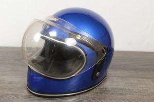 Vintage Grant Motorcycle Helmet Blue Full Face Bubble Visor S/M - Bild 1 von 17