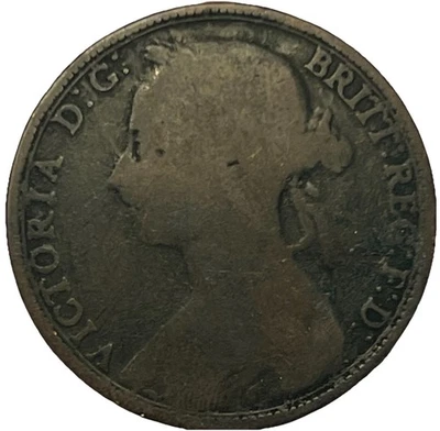 1891 Great Britain One 1 Penny Queen Victoria Coin - Combined Shipping - Lot C65 - Image 1 of 2