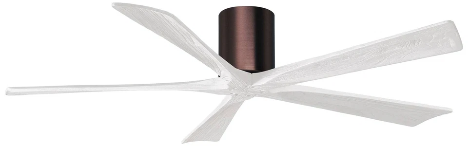60" Matthews Irene-5H Bronze and White Hugger Ceiling Fan with Remote 405J2 - Image 1 of 1
