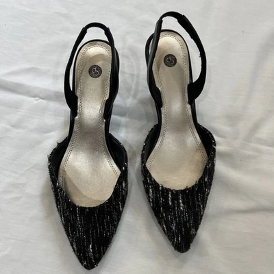 Vestido Barn Mujer Elsie Blanco y Negro Tacones Talla 8.5 Ancho Foto 1 de 4