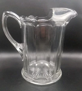 Vintage 2 ~ Liter klar schwer dick Glas Krug, 9" x 6" x 8-3/4", Starburst Boden - Bild 1 von 15
