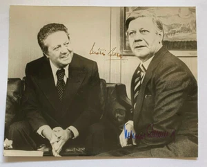 Mario Soares / Helmut Schmidt - original Autogramm - Größe 20 x 16 cm - Bild 1 von 3