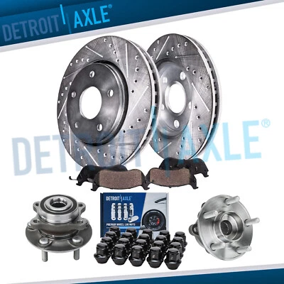 Rotores dianteiros perfurados pastilhas de freio cubos de roda +20 peças porcas para 2013-16 MKZ Fusion - Imagem 1 de 4