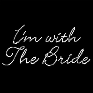 Diamonte Hotfix Wedding Transfer iron on Hen Motif "I'm With The Bride" -Style1 - Picture 1 of 1
