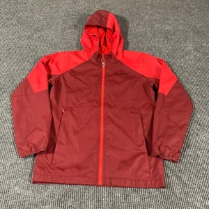 Columbia Jacket Boys Large Red Windbreaker Hooded Full Zip Pockets School HIking - Picture 1 of 16