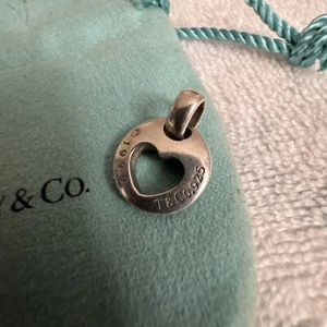 Tiffany & Co. Silver 1999 Stencil Heart Charm Pendant - Picture 1 of 2