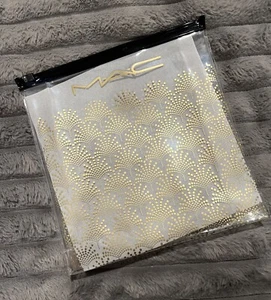 NEW MAC COSMETICS CLEAR GOLD ZIP MAKEUP BAG LIMITED EDITION 2022 - Picture 1 of 4
