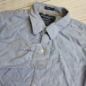 Camisa American Eagle Para Hombre 2XL Azul Vintage Calce Cambray Manga Larga Abotonada - Imagen 1 de 10