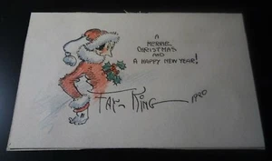 HANDGEZEICHNET VON BERÜHMTER WEIBLICHER CARTOONIST FAY KING WEIHNACHTS- & NEUJAHRSKARTE 1920 - Bild 1 von 3