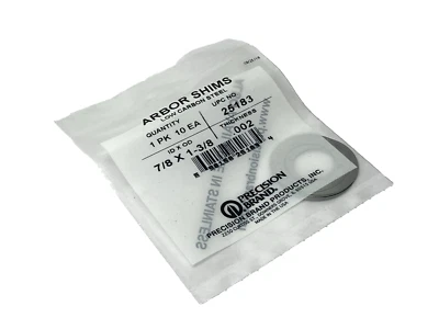 PRECISION BRAND PRODUCTS, INC. Precision Brand 25183 Arbor Shims 7/8" ID x 1-3/8" OD .002 Thickness LOT OF 10