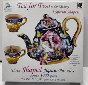 TEA FOR TWO by Suns Out 1000 Piece Puzzle Lori Schory 3 Shaped Puzzles NEW - Picture 1 of 2