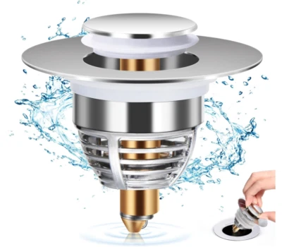 Bonde Lavabo Universel, Bouchon de Vidange Amélioré, Pull Type Bonde Evier, Accé - Photo 1/4