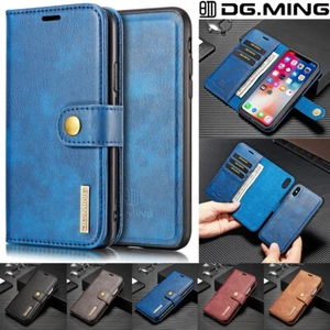 Leather Wallet Card Slot Case Detachable Magnetic Cover For iPhone Samsung Phone - Picture 1 of 28