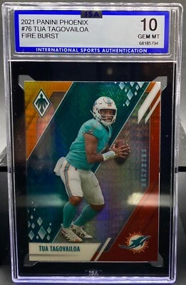Tua Tagovailoa ISA Graded 10 Gem Mint 2021 Panini Phoenix Fire Burst Dolphins - Image 1 of 2