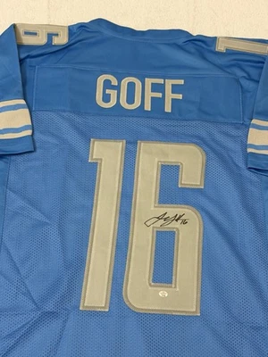 Camiseta de fútbol firmada por Jared Goff Detroit Lions certificado de autenticidad Foto 1 de 4