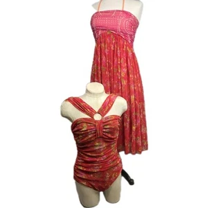 Abito Jean Paul Gaultier Soleil Halter 1 pezzo pin up costume da bagno set rosso tropicale - Foto 1 di 17