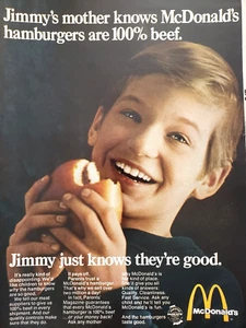 PRINT AD McDonalds 1969 10x13 Jimmy's Mother Knows Hamburgers 100 Beef - Picture 1 of 1