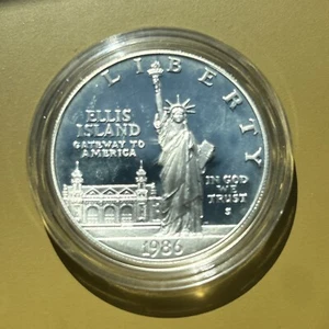 1986-S Prueba Ellis Island Estatua de la Libertad Conmemorativo Dólar de Plata - Imagen 1 de 4