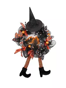 Halloween Wreath for Front Door Multi-Legged Witch Outdoor Decorations Outsid... - Picture 1 of 5