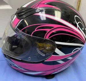 HAWK LADIES ABS FULL FACE MOTORCYCLE HELMET DOT FMVSS 218 PINK BLACK LARGE 59-60 - Picture 1 of 7